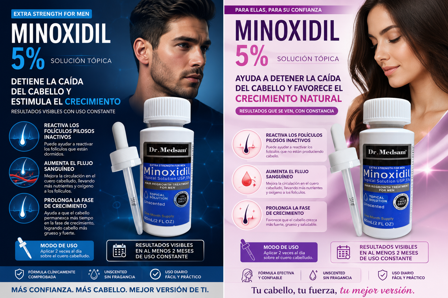 Minoxidil 5% 60 ml | Tratamiento para la Caída del Cabello y Crecimiento Capilar