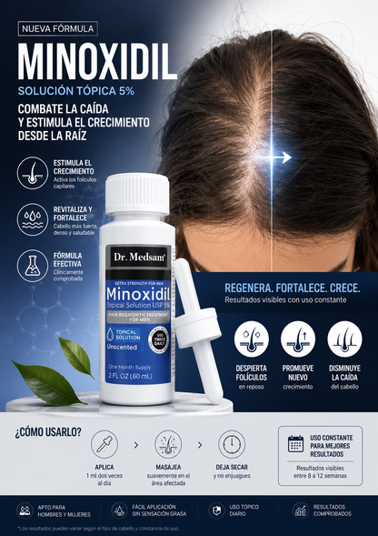 Minoxidil 5% 60 ml | Tratamiento para la Caída del Cabello y Crecimiento Capilar